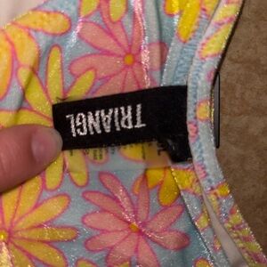 Triangl Swimwear Floral velvet Bikini - Blue and Yellow